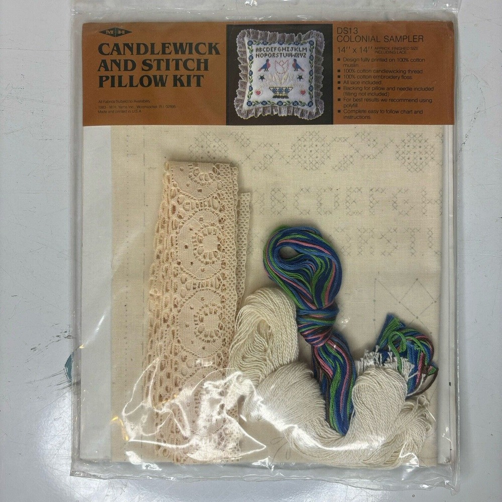 Candlewick And Stitch Pillow Kit Colonial Sampler Cross Stitch DS13 14” Square - Picture 3 of 4